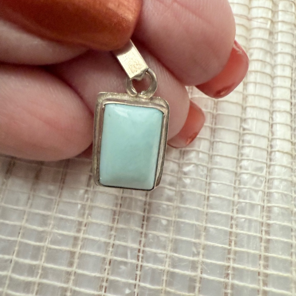 Sterling Silver Larimar Rectangle Pendant – 1.25”